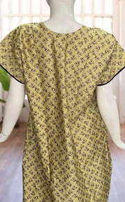 Beige Leaves Satin Nighty. Soft Silky Satin | Laces and Frills - Laces and Frills