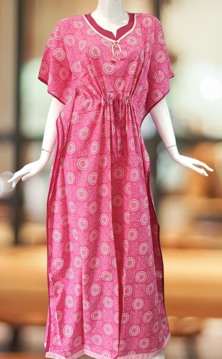 Pink Dots Pure Cotton Kaftan .Pure Durable Cotton | Laces and Frills - Laces and Frills