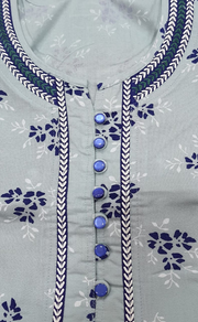 Light Green Floral Spun Nighty. Flowy Spun Fabric | Laces and Frills - Laces and Frills