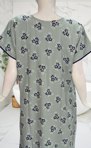 Light Green Floral Spun Nighty. Flowy Spun Fabric | Laces and Frills - Laces and Frills