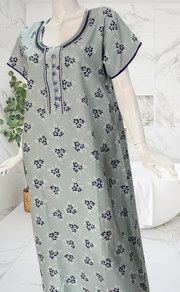 Light Green Floral Spun Nighty. Flowy Spun Fabric | Laces and Frills - Laces and Frills