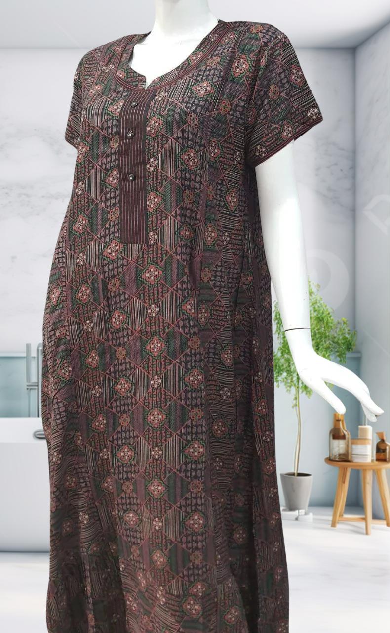 Black Garden Spun Nighty. Flowy Spun Fabric | Laces and Frills - Laces and Frills