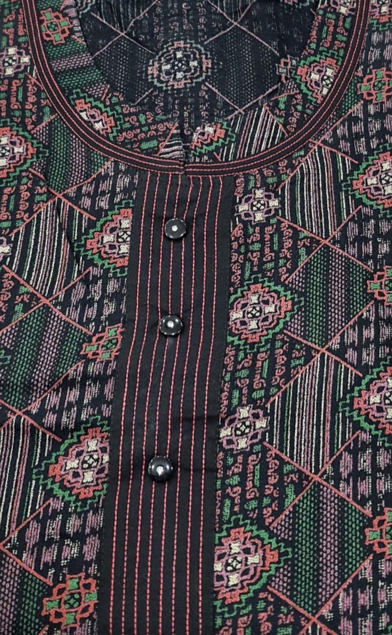 Black Garden Spun Nighty. Flowy Spun Fabric | Laces and Frills - Laces and Frills