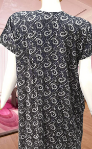 Navy Blue Motif Spun Feeding Nursing Nighty. Flowy Spun Fabric | Laces and Frills - Laces and Frills