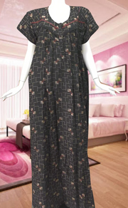 Black/Brown Abstract Spun Feeding Nursing Nighty. Flowy Spun Fabric | Laces and Frills - Laces and Frills