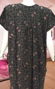 Black/Brown Abstract Spun Feeding Nursing Nighty. Flowy Spun Fabric | Laces and Frills - Laces and Frills