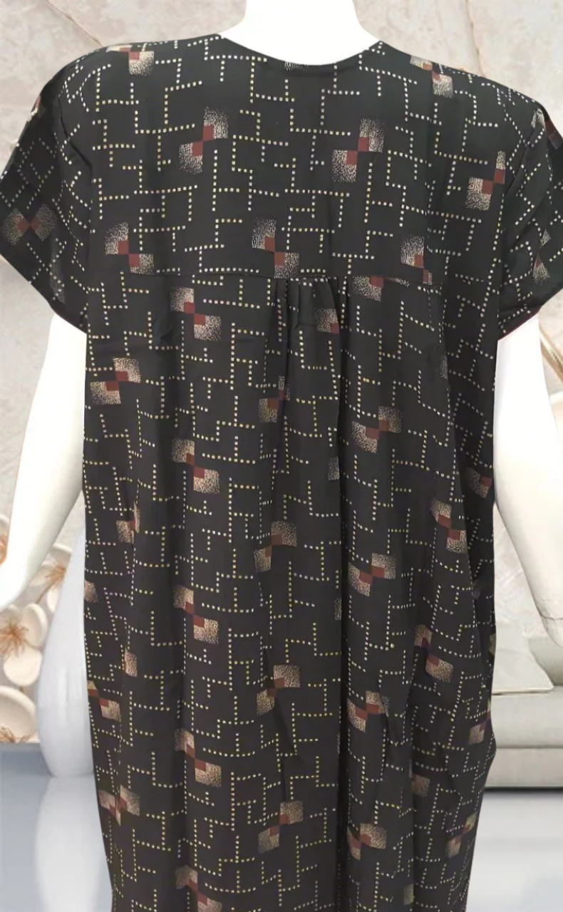 Black/Brown Abstract Spun Feeding Nursing Nighty. Flowy Spun Fabric | Laces and Frills