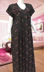 Black/Pink Abstract Spun Feeding Nursing Nighty. Flowy Spun Fabric | Laces and Frills - Laces and Frills