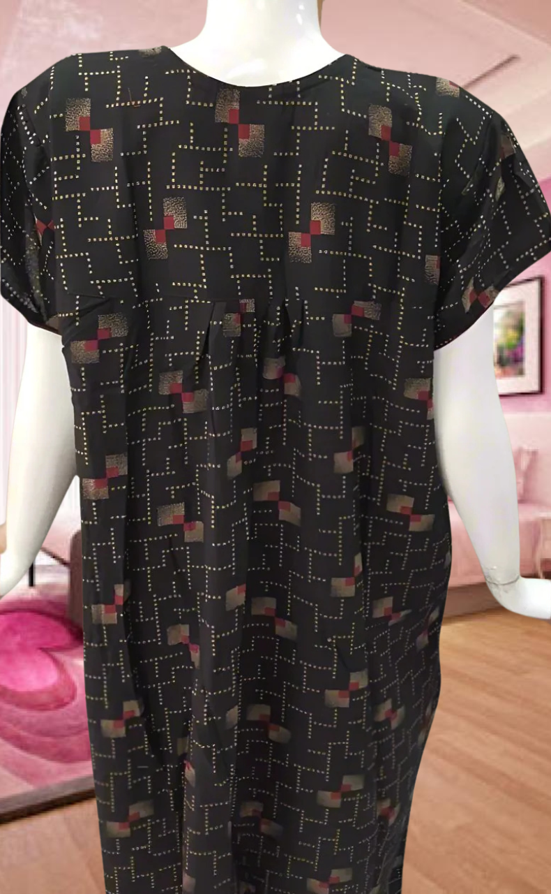 Black/Pink Abstract Spun Feeding Nursing Nighty. Flowy Spun Fabric | Laces and Frills - Laces and Frills