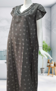 Ash Grey Dots Spun Nighty. Flowy Spun Fabric | Laces and Frills - Laces and Frills