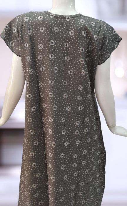 Ash Grey Dots Spun Extra Large Nighty. Flowy Spun Fabric | Laces and Frills - Laces and Frills
