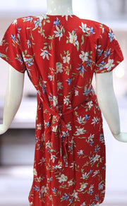 Red Floral Soft Cotton  Feeding Medium Nighty . Soft Breathable Fabric | Laces and Frills - Laces and Frills