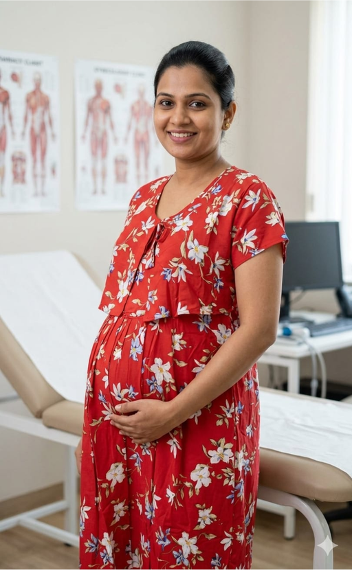 Red Floral Soft Cotton Feeding Nursing Nighty. Soft Breathable Fabric | Laces and Frills - Laces and Frills