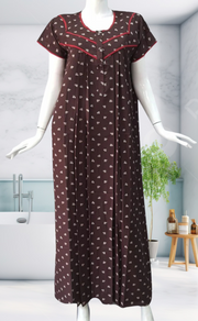 Brown Tiny Floral Spun Nighty. Flowy Spun Fabric | Laces and Frills - Laces and Frills