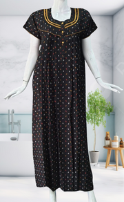 Black Abstract Spun Nighty. Flowy Spun Fabric | Laces and Frills - Laces and Frills