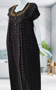 Black Abstract Spun Nighty. Flowy Spun Fabric | Laces and Frills - Laces and Frills