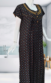 Black Abstract Spun Nighty. Flowy Spun Fabric | Laces and Frills - Laces and Frills