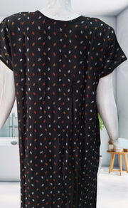 Black Abstract Spun Nighty. Flowy Spun Fabric | Laces and Frills - Laces and Frills