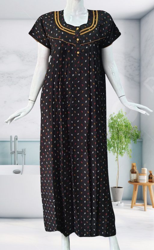 Black Abstract Spun Nighty. Flowy Spun Fabric | Laces and Frills - Laces and Frills