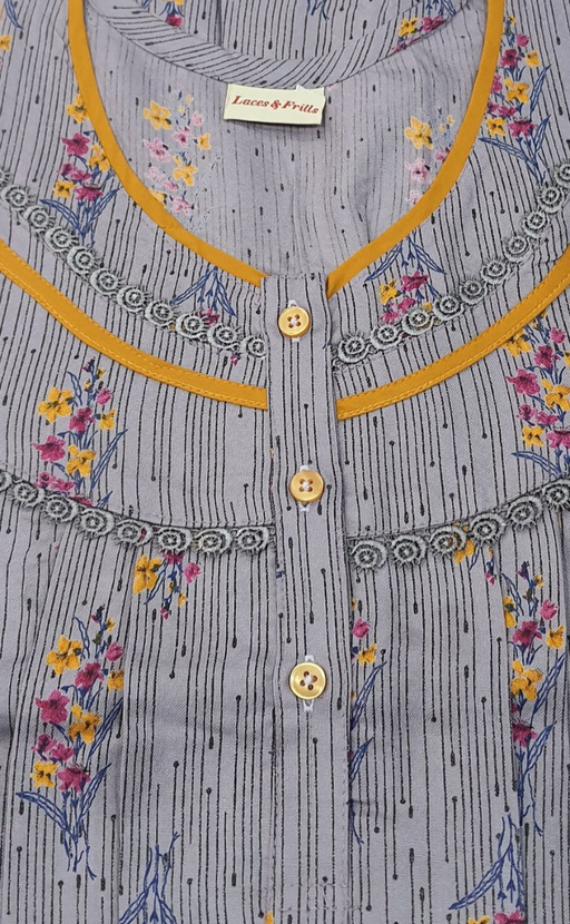 Lavender Garden Spun Nighty. Flowy Spun Fabric | Laces and Frills - Laces and Frills