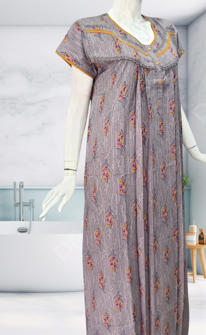 Lavender Garden Spun Nighty. Flowy Spun Fabric | Laces and Frills - Laces and Frills