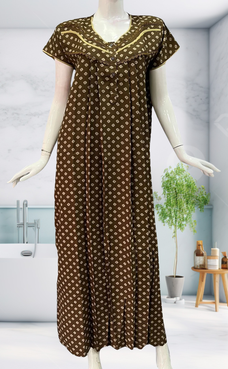 Beige Bandini Spun Nighty. Flowy Spun Fabric | Laces and Frills - Laces and Frills