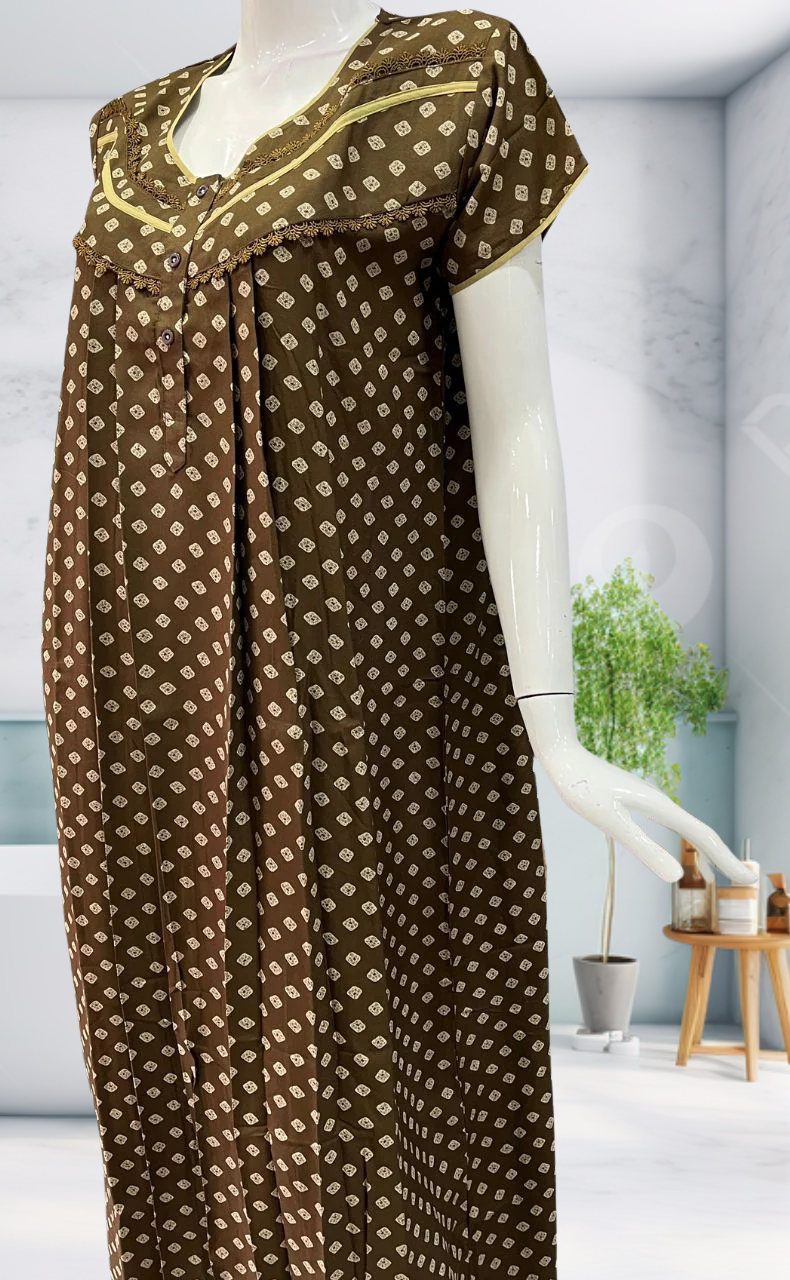 Beige Bandini Spun Nighty. Flowy Spun Fabric | Laces and Frills - Laces and Frills