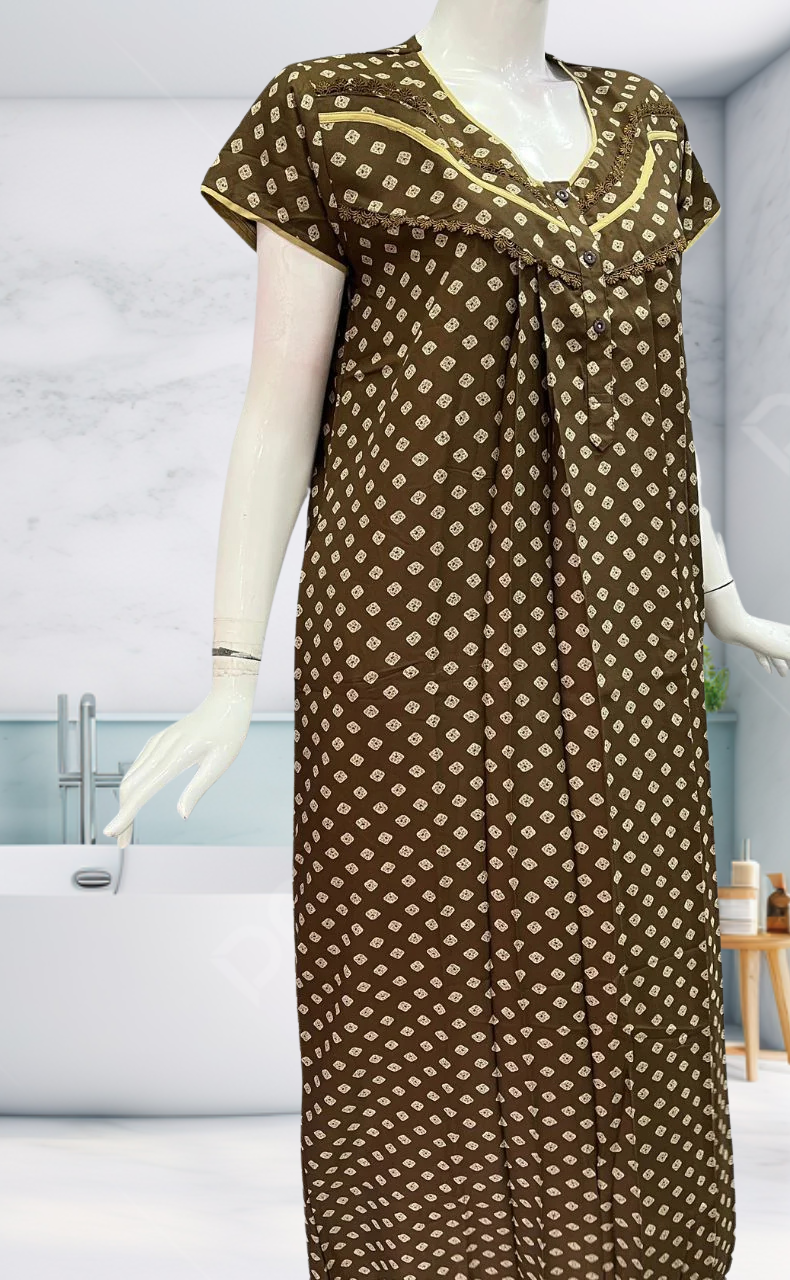 Beige Bandini Spun Nighty. Flowy Spun Fabric | Laces and Frills - Laces and Frills