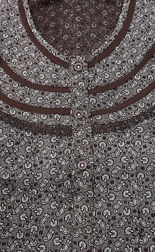 Brown Motif Spun Nighty. Flowy Spun Fabric | Laces and Frills - Laces and Frills