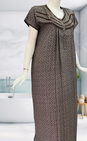 Brown Motif Spun Nighty. Flowy Spun Fabric | Laces and Frills - Laces and Frills
