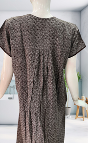 Brown Motif Spun Nighty. Flowy Spun Fabric | Laces and Frills - Laces and Frills