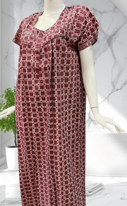 Red Tiny Flora Pure Cotton Nighty. Pure Durable Cotton | Laces and Frills - Laces and Frills