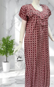 Red Tiny Flora Pure Cotton Nighty. Pure Durable Cotton | Laces and Frills - Laces and Frills