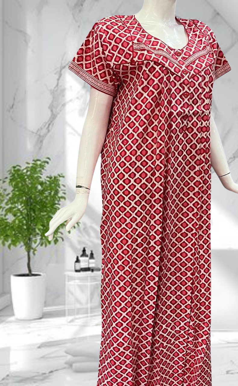 Red Dots Pure Cotton Nighty. Pure Durable Cotton | Laces and Frills - Laces and Frills