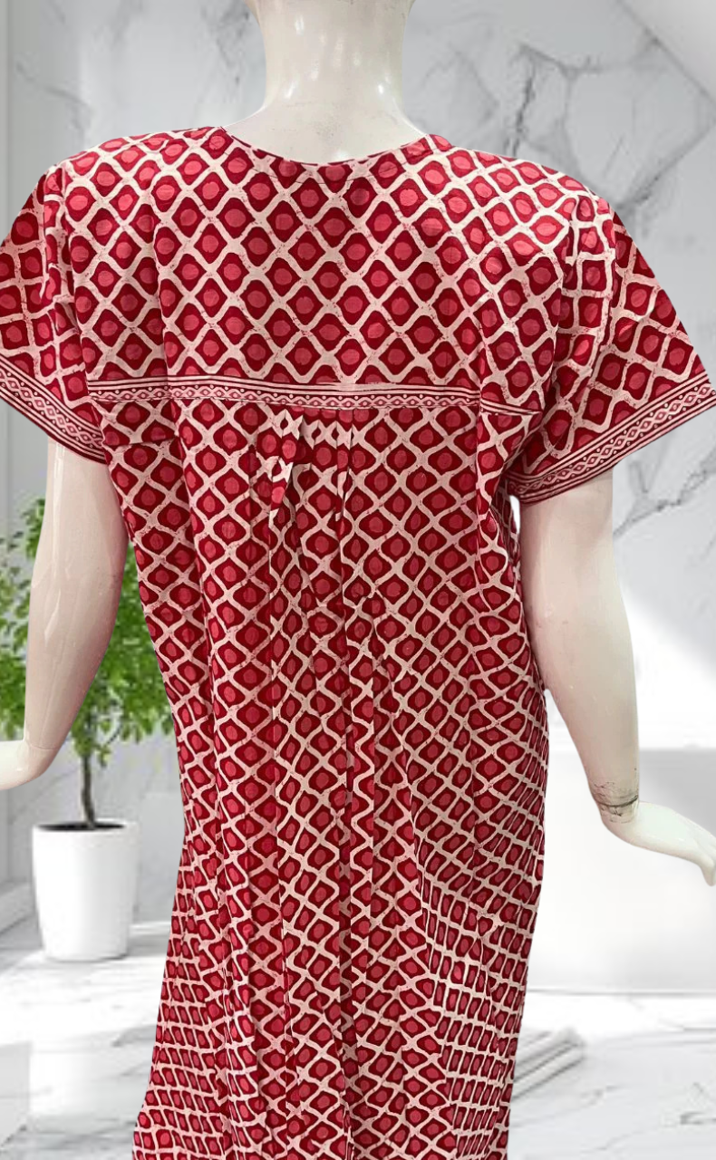 Red Dots Pure Cotton Nighty. Pure Durable Cotton | Laces and Frills - Laces and Frills