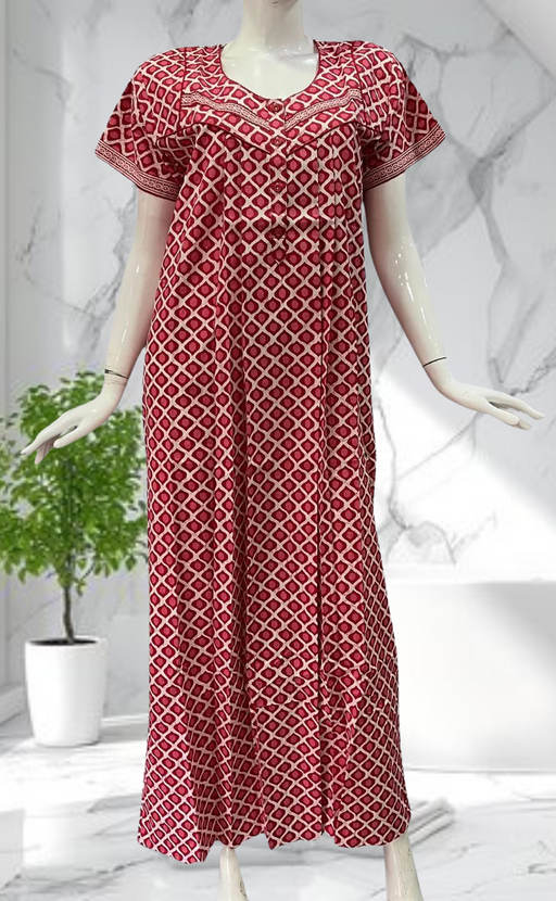 Red Dots Pure Cotton Nighty. Pure Durable Cotton | Laces and Frills - Laces and Frills