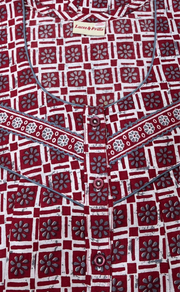 Maroon Tiny Flora Pure Cotton Nighty. Pure Durable Cotton | Laces and Frills - Laces and Frills