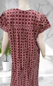 Maroon Tiny Flora Pure Cotton Nighty. Pure Durable Cotton | Laces and Frills - Laces and Frills