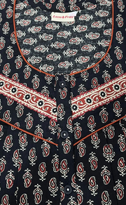 Black Motif Pure Cotton Nighty. Pure Durable Cotton | Laces and Frills - Laces and Frills