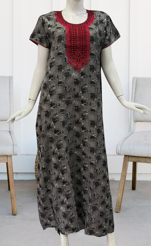 Black Embroidery Spun Free Size Nighty . Flowy Spun Fabric | Laces and Frills - Laces and Frills
