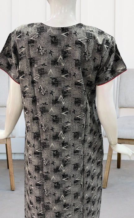 Black Embroidery Spun Free Size Nighty . Flowy Spun Fabric | Laces and Frills - Laces and Frills