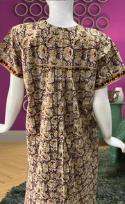 Off White/Maroon Garden Pure Cotton Feeding Nursing Nighty . Pure Durable Cotton | Laces and Frills - Laces and Frills