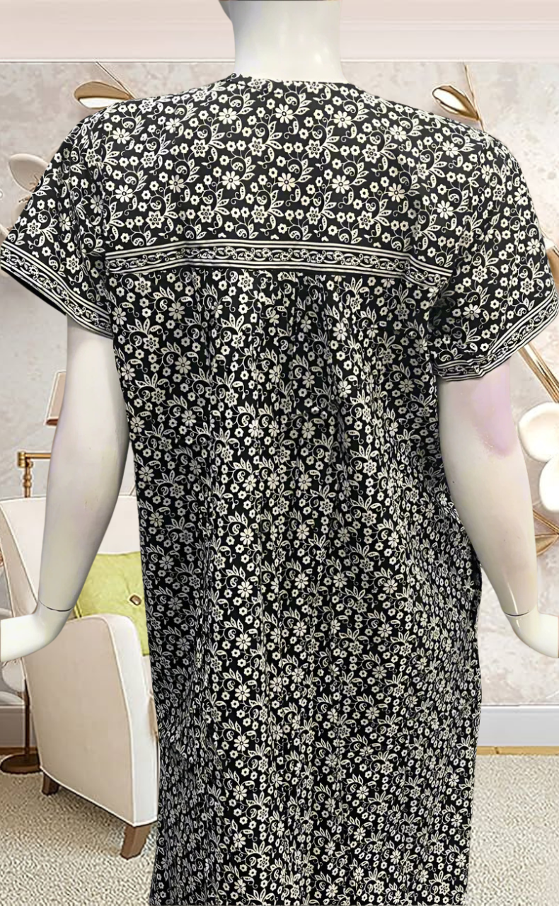 Black Garden Pure Cotton Feeding Nursing Nighty . Pure Durable Cotton | Laces and Frills - Laces and Frills