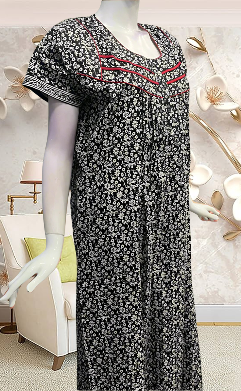 Black Garden Pure Cotton Feeding Nursing Nighty . Pure Durable Cotton | Laces and Frills - Laces and Frills