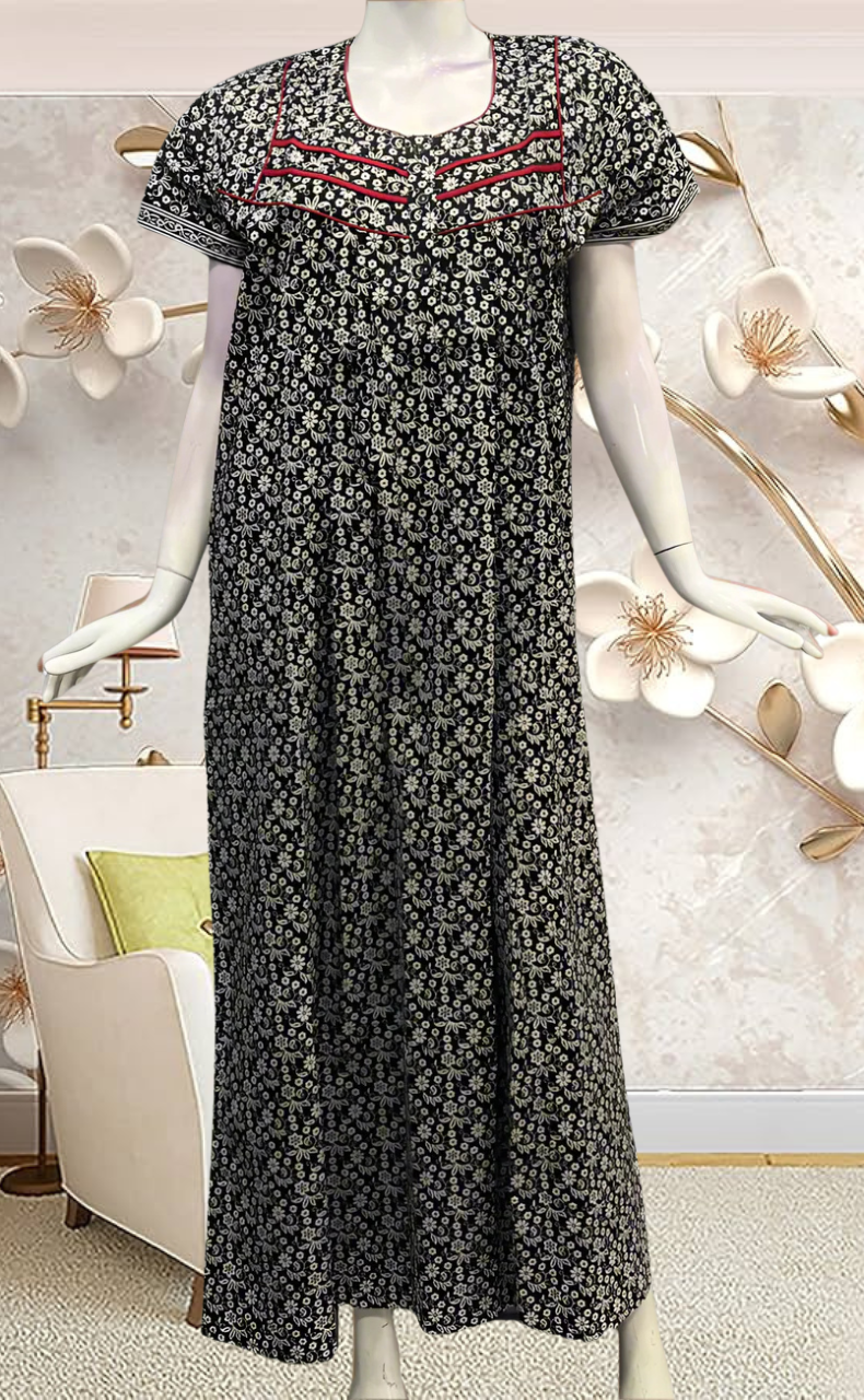 Black Garden Pure Cotton Feeding Nursing Nighty . Pure Durable Cotton | Laces and Frills - Laces and Frills