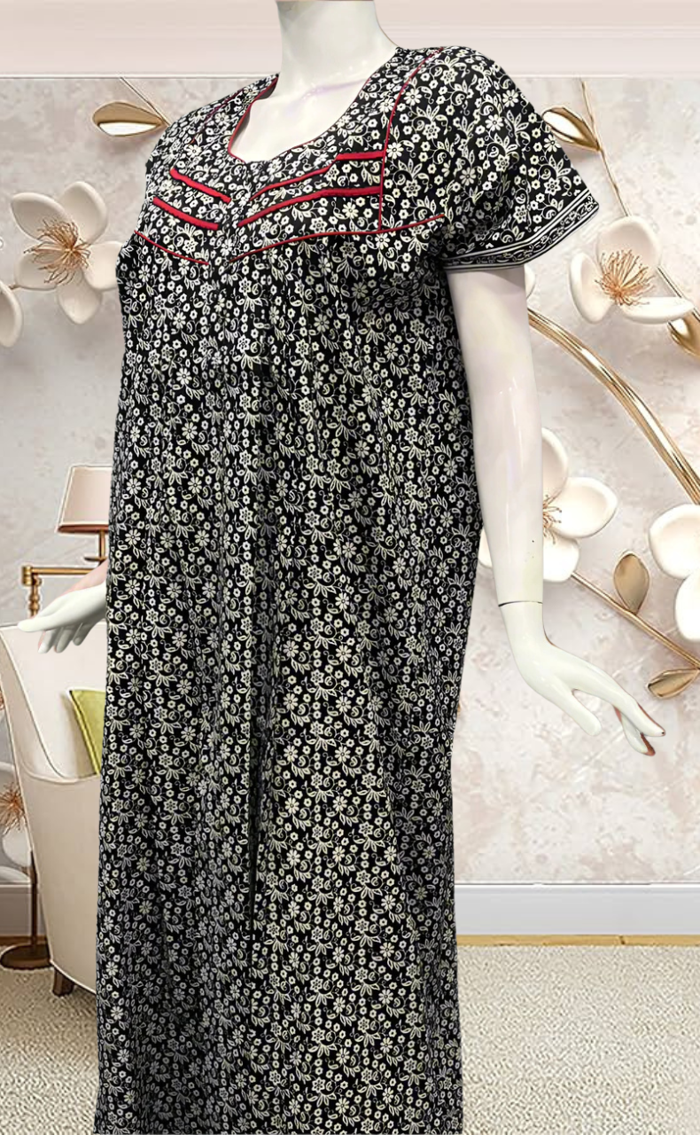 Black Garden Pure Cotton Feeding Nursing Nighty . Pure Durable Cotton | Laces and Frills - Laces and Frills