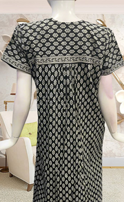 Black Motif Pure Cotton Feeding Nursing Nighty . Pure Durable Cotton | Laces and Frills - Laces and Frills