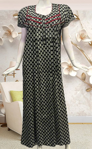 Black Motif Pure Cotton Feeding Nursing Nighty . Pure Durable Cotton | Laces and Frills - Laces and Frills