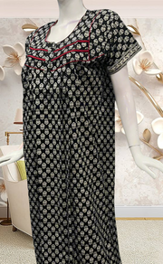 Black Tiny Floral Pure Cotton Feeding Nursing Nighty . Pure Durable Cotton | Laces and Frills - Laces and Frills