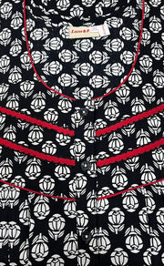 Black Tiny Floral Pure Cotton Feeding Nighty . Pure Durable Cotton | Laces and Frills